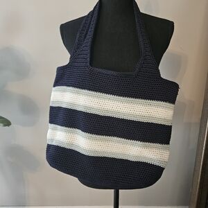 The Sak Navy and White Striped Tote Bag